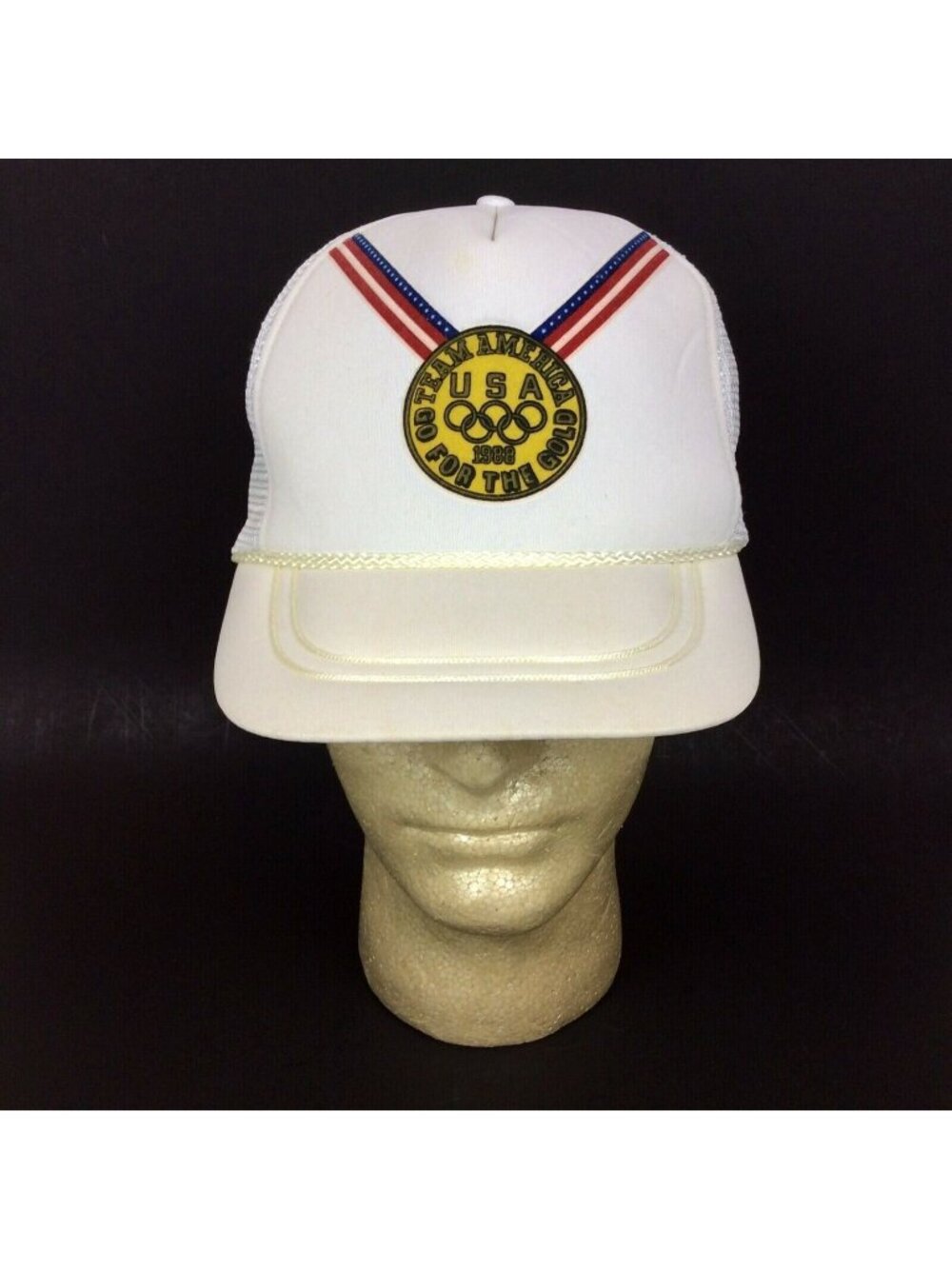 Vintage 1988 Team USA Olympics White Trucker Hat Clutch Headwear One Size
